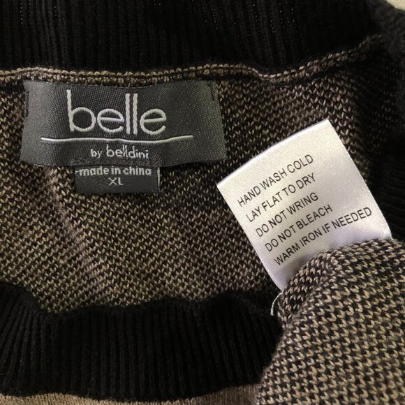 Belle By Belldini Womens Size XL Houndstooth Gold Button Shoulder Trim Sweater - Picture 7 of 8